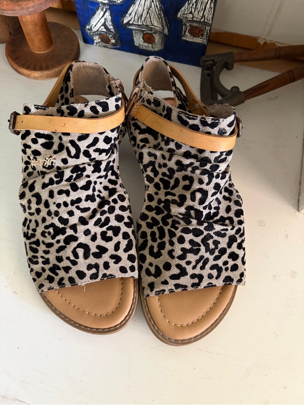 NWOT Blowfish Womens Leopard Print Slingback Sandals - Tan Accent